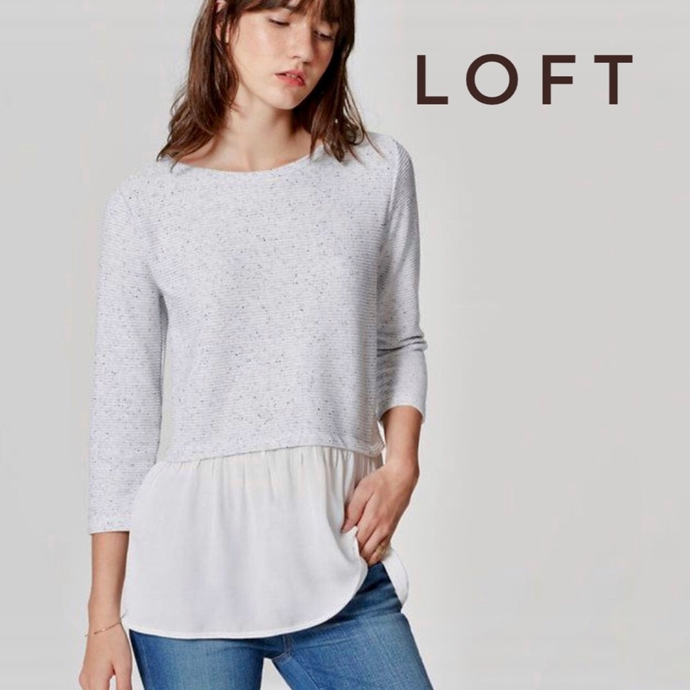 LOFT Layered Look Pullover Sweater Top - Petite M